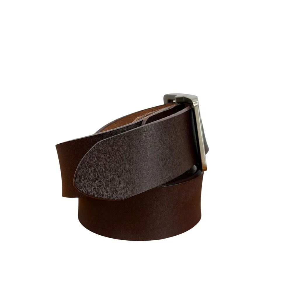 Oveynersin Wide Buckle Belt Mens SZ 43 Brown Leather Casual Classic Full Grain